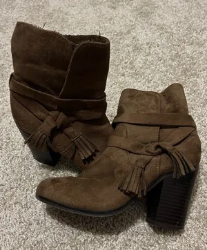Women’s Brown Suede Tassel Ankle Boots thumbnail 1