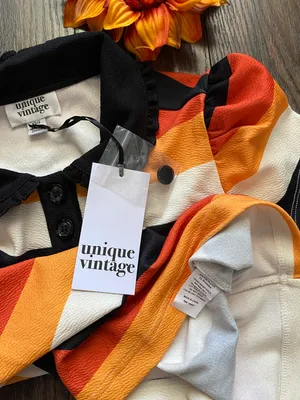Unique Vintage NWT  Candy Corn Stripes Crop Top SMALL thumbnail 6