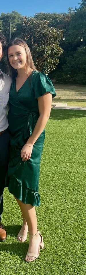 Audrey Emerald Satin Wrap Midi Dress with Ruffle Hem thumbnail 1