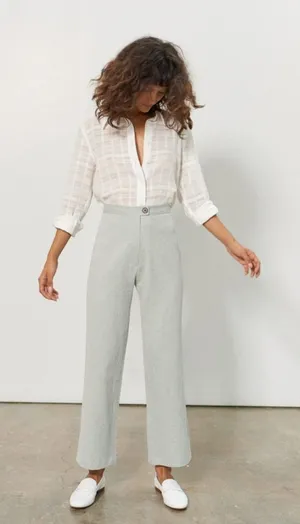 Mara Hoffman Hemp Organic‎ Cotton Arlene Pants Flare Leg Crop Green $362 Size 4 thumbnail 1