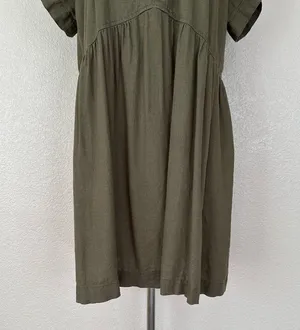 Universal Threads Linen Blend Olive Green Short Sleeves Shift Dress, Sz Large thumbnail 4