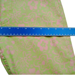 Zara Kick Flare Jeans Womens Sz 10 Green Pink Floral High Rise Crop 70s Raw Hem thumbnail 10