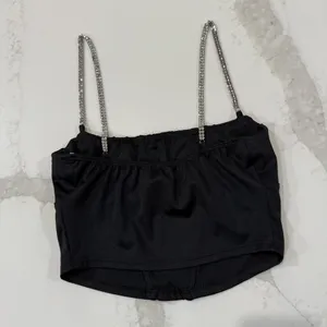 Windsor Gleam And Glow Rhinestone Bustier Top Women’s Small Black Cropped Satin thumbnail 11