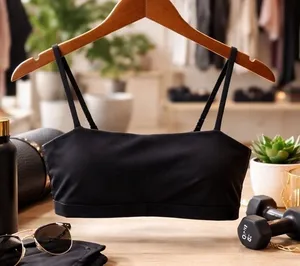 INGIA Black Bandeau Bikini Top XL‎ Stretch Minimal Swim Bralette Strap thumbnail 1