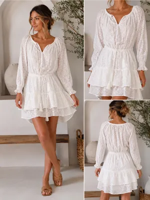 PAOLITA Eyelet Tiered Long-Sleeve Mini Dress thumbnail 2