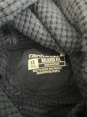 Carhartt Navy Blue Thermal Waffle Hoodie Size XS thumbnail 3