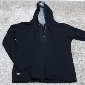LRL Ralph Lauren Jeans Co Black Long‎ Sleeve Henley Hoodie Size M Y2K Activewear thumbnail 11