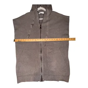 Zara Brown Sleeveless Oversized Full Zip Hooded Sweater Vest, Medium thumbnail 5