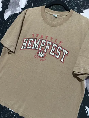 Seattle Hempfest Vintage Style Tan Graphic Shirt thumbnail 2