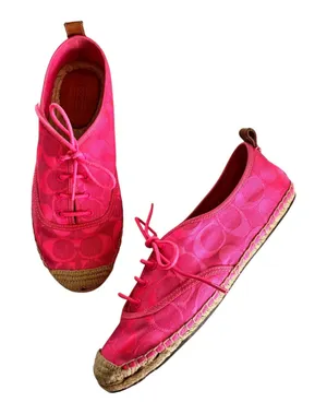 COACH Ramira Hot Pink Espadrille Flats Lace Up Sneakers Women’s Size 7.5 NEW thumbnail 1