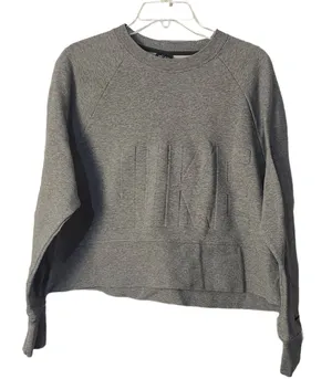 Nike Womens‎ Gray Logo Crop Sweatshirt Medium thumbnail 1