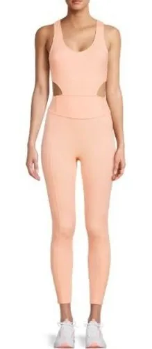 Free‎ People Back It Up Cutout Peach Crisscross Back Jumpsuit Bodysuit Small thumbnail 1