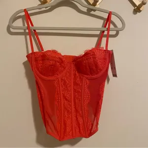 NWT Urban Outfitters Hot Pink Structured Corset Top size Large thumbnail 2
