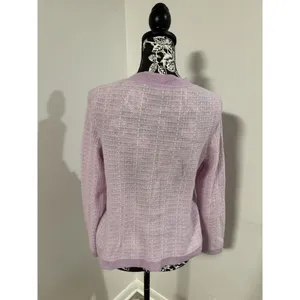 BLOOMINGDALES Purple Pink Pearl Buttons 2-Ply Cashmere Jacket Cardigan Medium thumbnail 4