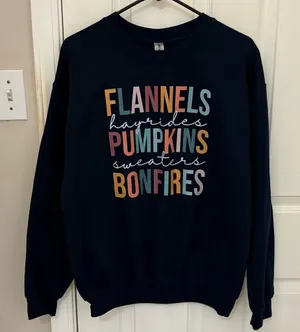 Gildan Fall Themed Screen Print Crewneck Sweatshirt in Navy thumbnail 1