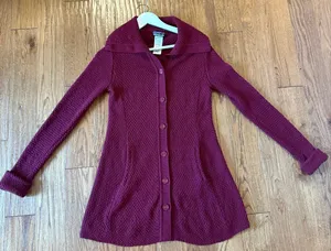 Patagonia 100% merino wool burgundy sweater jacket size small thumbnail 5
