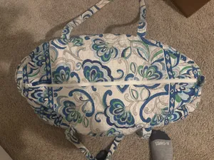 Vera Bradley Quilted Mediterranean Cotton XL Duffle Bag Zip Closure with Strap thumbnail 3