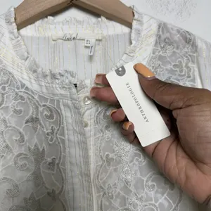 NEW Anthropologie Floreat Women Cotton Top 6 Ivory Embroidered Cottage Peasant‎ thumbnail 6