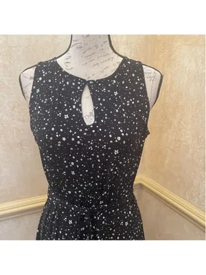 Michael Kors Nora Maxi Dress Sz S Black White Sleeveless Celestial Dark Romantic thumbnail 12