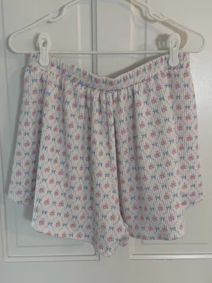 Peach Love California Floral Bow Crinkle Flutter Skort Large thumbnail 5