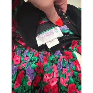 Vintage Simi Girls Floral Velvet Trim Party Dress Red Purple Green‎ Size 6X USA thumbnail 3