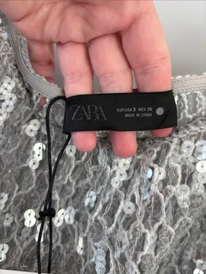 Zara Silver See through sequin skirt thumbnail 4