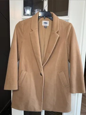 OLD NAVY Classic Camel Single-Button Wool-Blend Coat Size MP Minimalist Capsule thumbnail 1