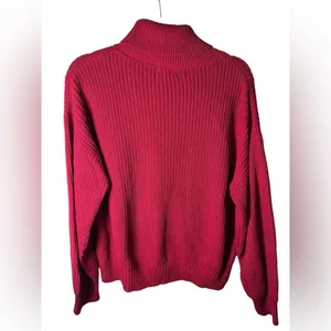 Ambiance Apparel Women’s Sweater Large Red Turtleneck Ribbed Knit‎ Long Sleeve thumbnail 6
