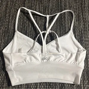 Alo Yoga Lavish Sports Bra Mesh White Size XS thumbnail 2