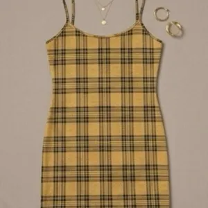 Y2K Mustard Yellow & Black Plaid Mini Slip Dress 90s Schoolgirl S/M thumbnail 6