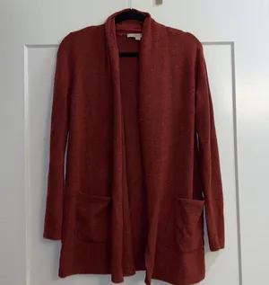 LOFT Ribbed Trim Open Front Pocket Cardigan Sweater  thumbnail 2