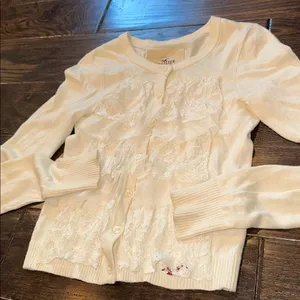 HOLLISTER Cream Cardigan Y2K babydoll Bella Swan size xsmall thumbnail 2