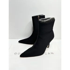 Good American Booties Size 5.5 High Kickstand Black Pointed Toe Neoprene Boot‎ thumbnail 3