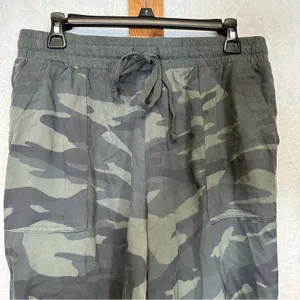 Splendid Green Camo Print High Rise Sweatpants Jogger‎ Size L thumbnail 2