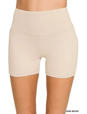 Zenana Brushed Microfiber Wide Waistband Biker Shorts‎ - Large thumbnail 1