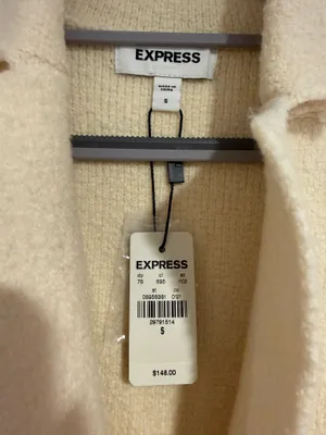 Express Cream Knit Sweater Blazer Jeweled Buttons Women's Small NWT Cotton Blend thumbnail 2