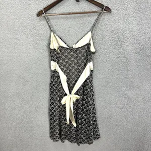 Taboo Mini Dress Womens Large Black Floral Lace Satin‎ Sash V-Neck Y2K Cocktail thumbnail 2