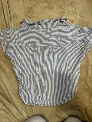 Aeropostale | Light Blue and White Striped Button-Front Womens Top | Size M thumbnail 4