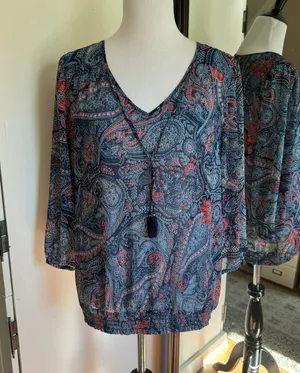 Large Blue Paisley Top thumbnail 1