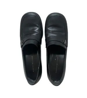 Vintage 90s Bandolino Black Leather Block Heel Wide Square Toe Loafers 8.5 thumbnail 1