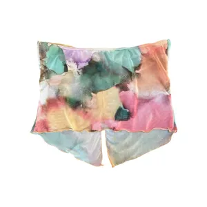 Grey Bandit Sheer Mesh Ruched Tie Front Strapless Tube Top Abstract Print Medium thumbnail 3