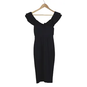 Selfie Leslie Ruffle Off The Shoulder Solid Sheath Dress Black Elegant Size S thumbnail 5