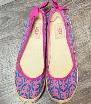 UGG Women's Tassy Marrakech Espadrille Printed Slip On Canvas Shoe Pink Size 7.5 thumbnail 1