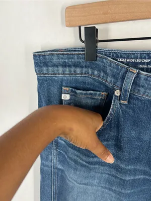 AG Saige Wide Leg Crop Watermist Paneled Jeans Size 33 thumbnail 4