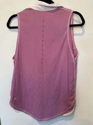 Lululemon Pink Sleeveless Polo Tank Top with White Collar thumbnail 2