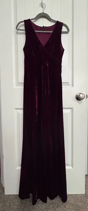 Lulus Red Purple Velvet Gown Formal Prom thumbnail 1