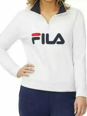 Fila women’s 1/4 zip pullover sweatshirt fleece warm cozy soft white size s thumbnail 1