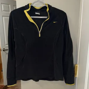 Nike quarter 1/4 zip up Black and Yellow fleece Pullover thumbnail 3