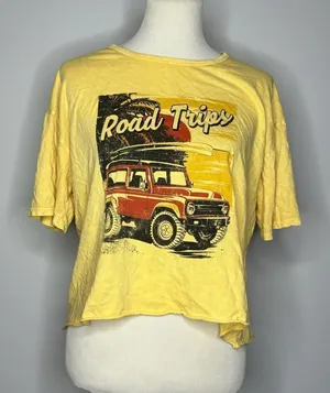Caution To The Wind- Yellow "Road Trip" Graphic Tee thumbnail 1