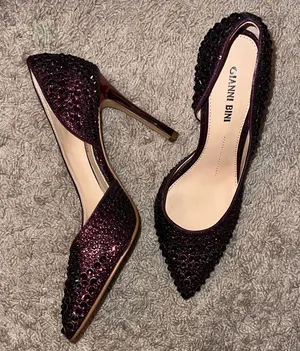 Gianni‎ Bini Pointed Toe Crystal Flats - Deep Burgundy thumbnail 1
